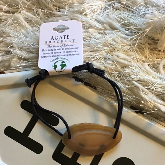NATURL AGATE CORD BRACELET NWT UNISEX - Picture 9 of 11